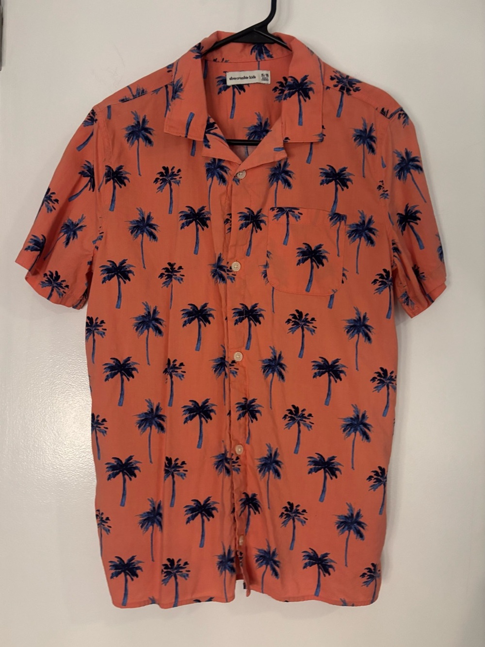 abercrombie kids Coral Short-Sleeve Palm-Print Button-Down Shirt